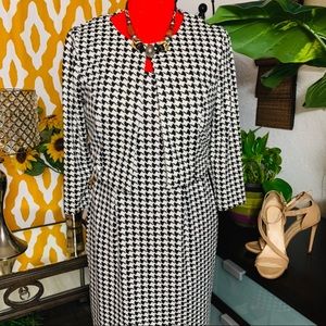 2-pc Houndstooth Dress with short Over Coat.
